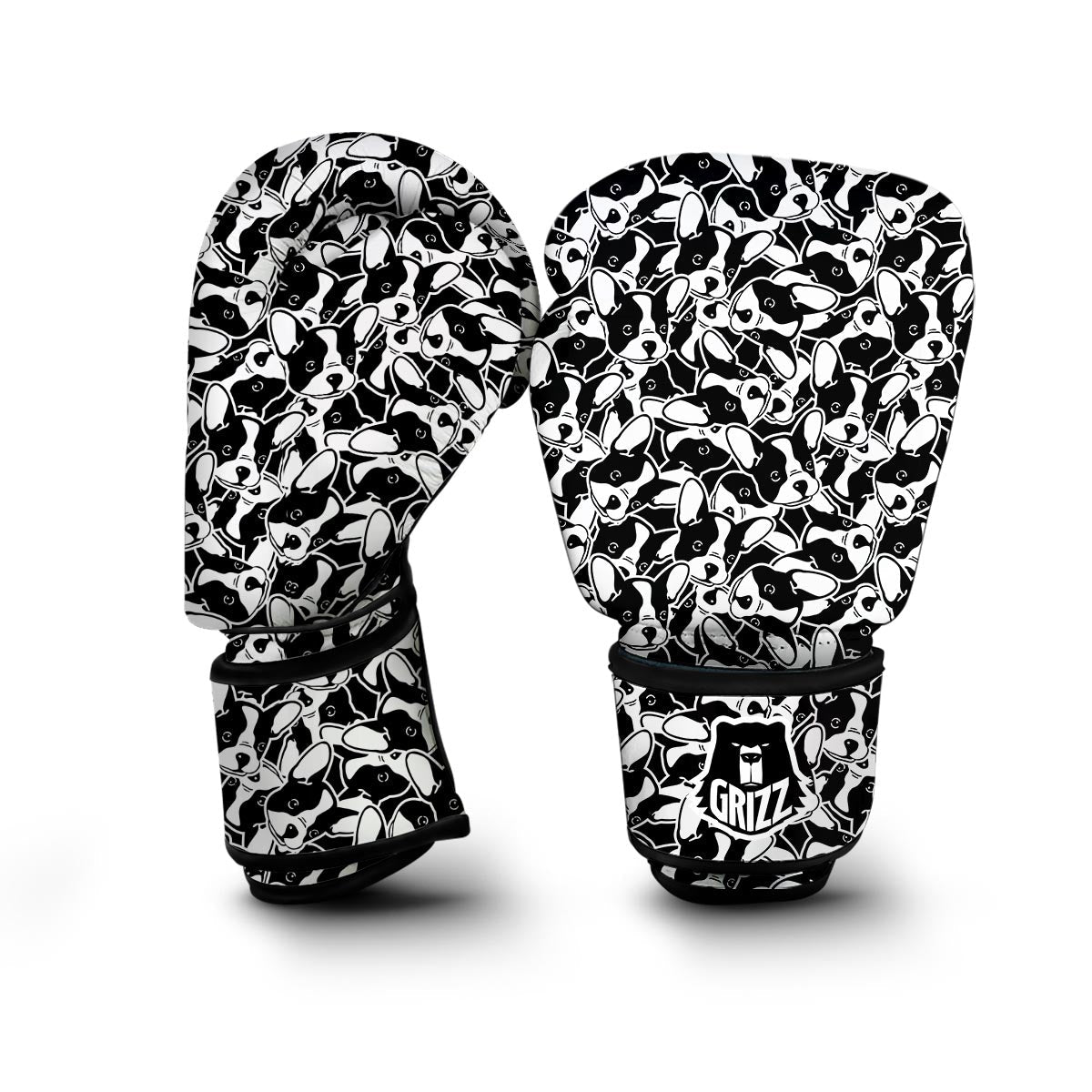 Bulldog Pattern Print Boxing Gloves-grizzshop