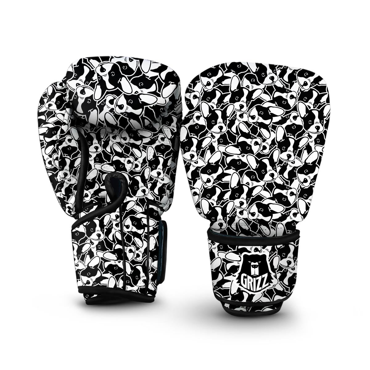 Bulldog Pattern Print Boxing Gloves-grizzshop