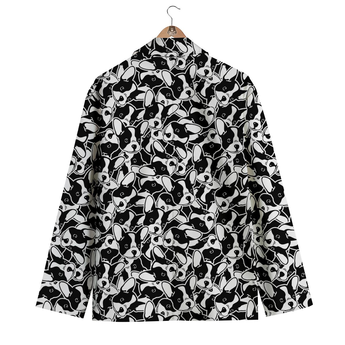 Bulldog Pattern Print Men's Blazer-grizzshop