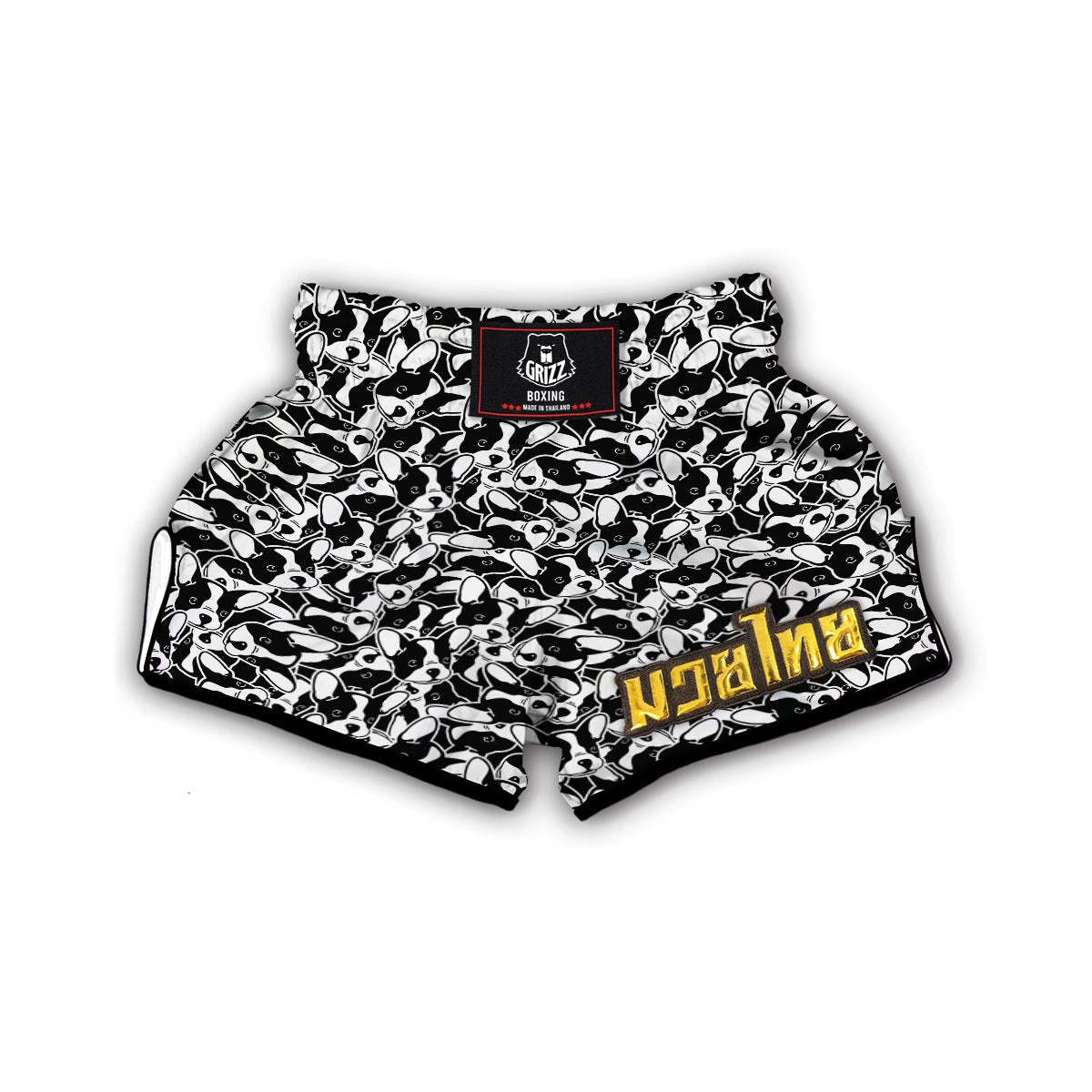 Bulldog Pattern Print Muay Thai Boxing Shorts-grizzshop