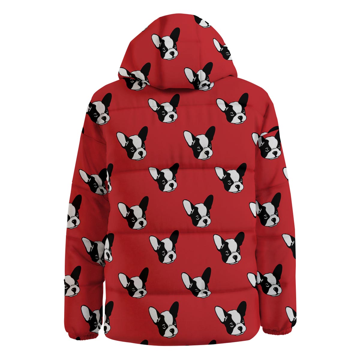Bulldog Red French Print Pattern Down Jacket-grizzshop
