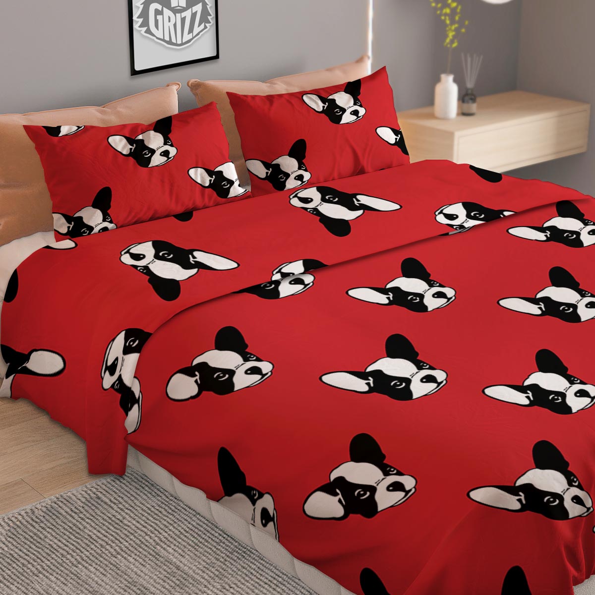 Bookshelf Vintage Print Pattern Duvet Cover Bedding Set