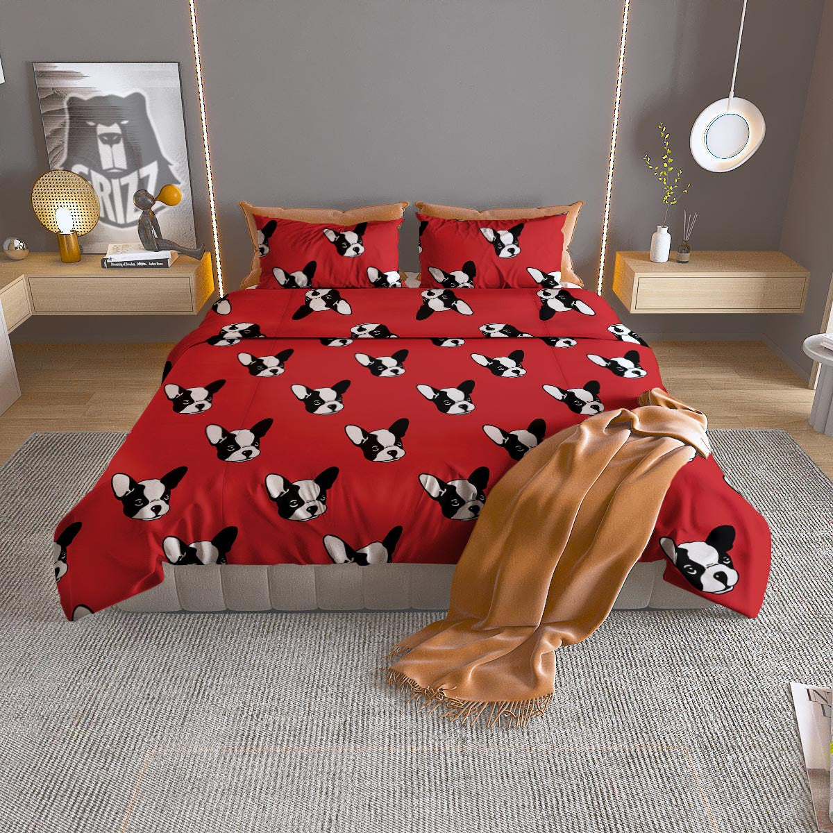 Bookshelf Vintage Print Pattern Duvet Cover Bedding Set