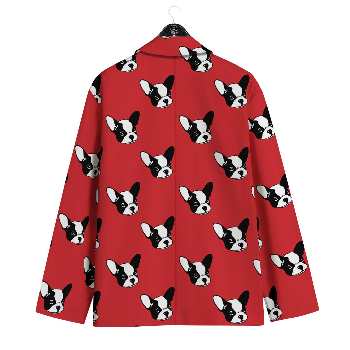 Bulldog Red French Print Pattern Men's Sport Coat-grizzshop