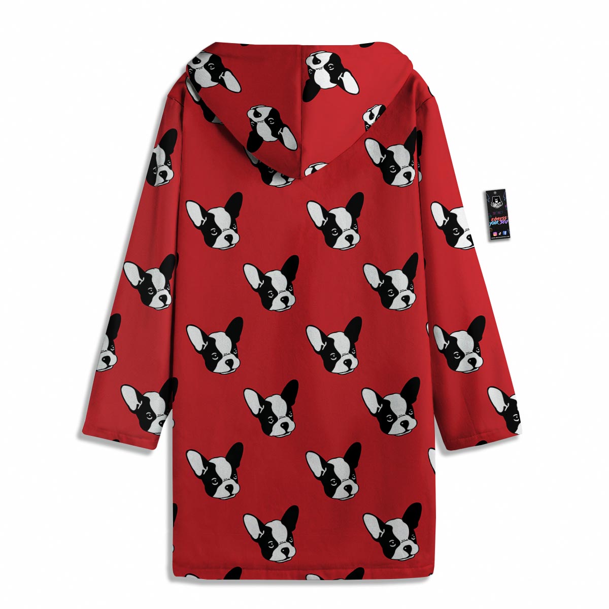 Bulldog Red French Print Pattern Men's Windbreaker Jacket-grizzshop
