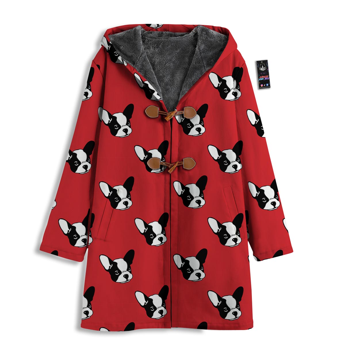 Bulldog Red French Print Pattern Men's Windbreaker Jacket-grizzshop