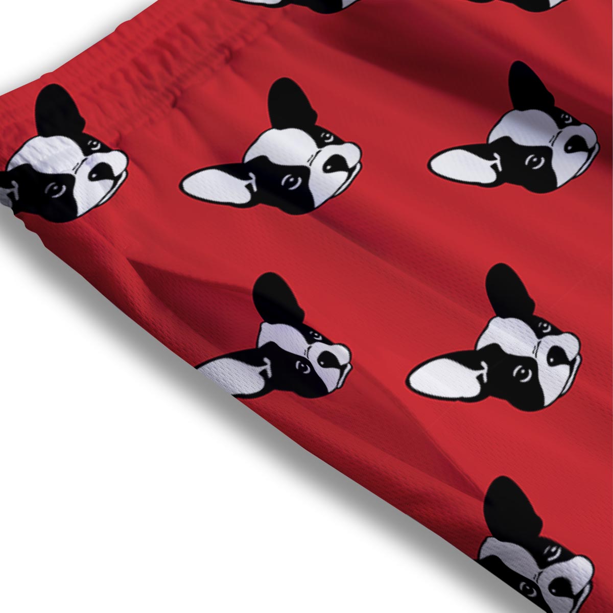 Bulldog Red French Print Pattern Mesh Shorts