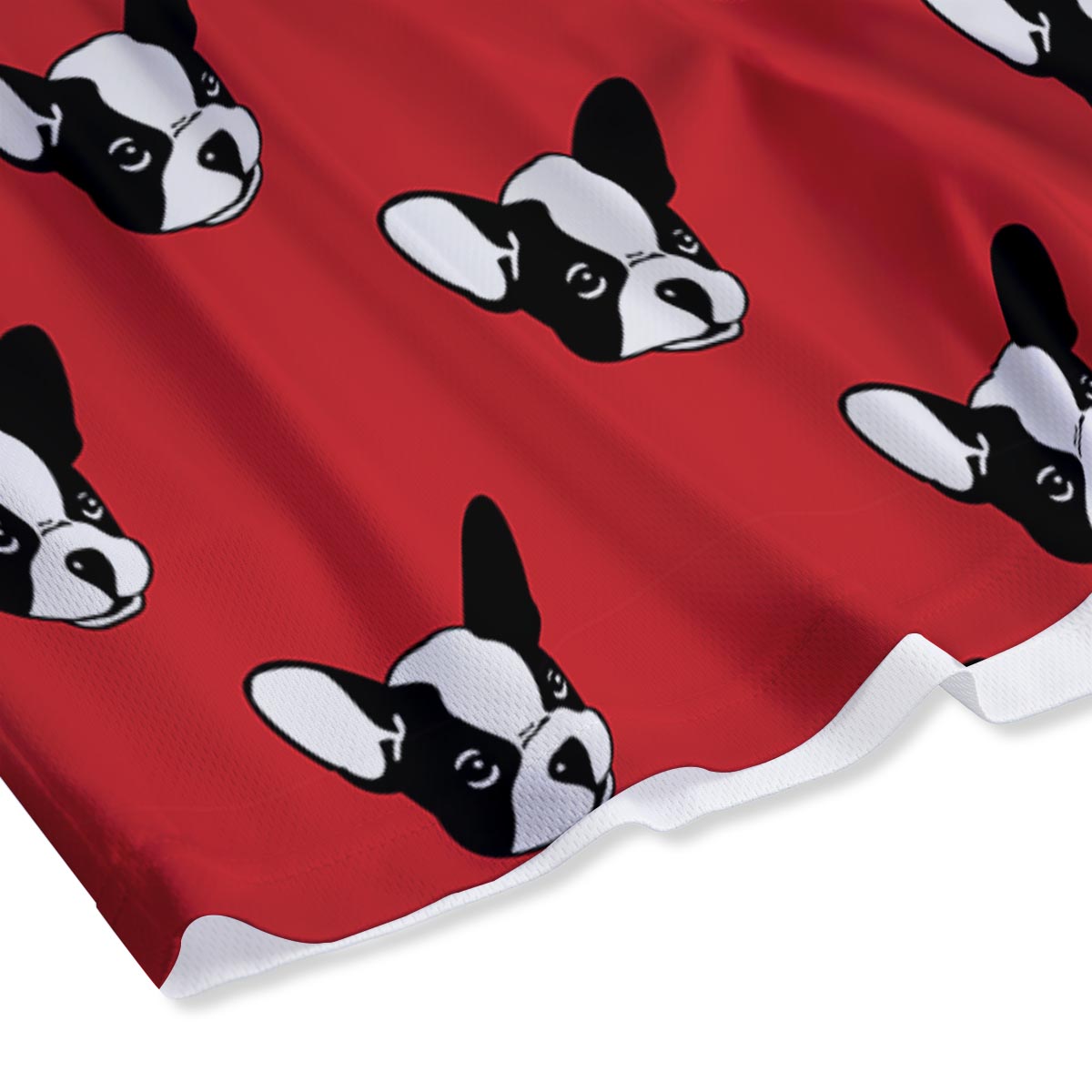 Bulldog Red French Print Pattern Mesh Shorts
