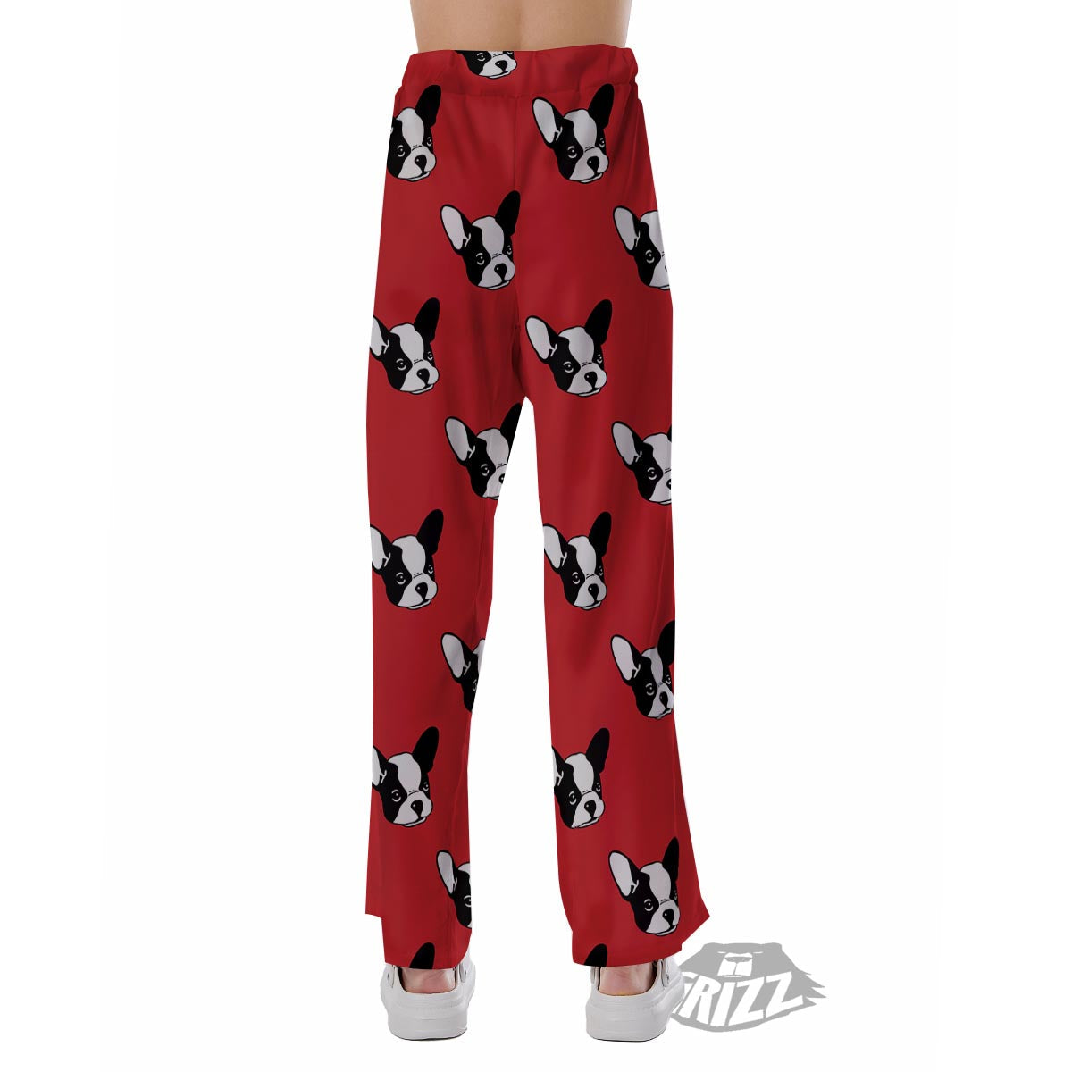 Bulldog Red French Print Pattern Pajama Pants-grizzshop