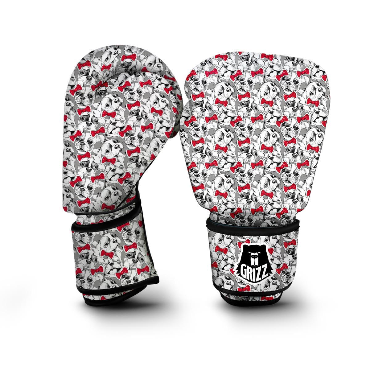 Bulldog Tuxedo Pattern Print Boxing Gloves-grizzshop