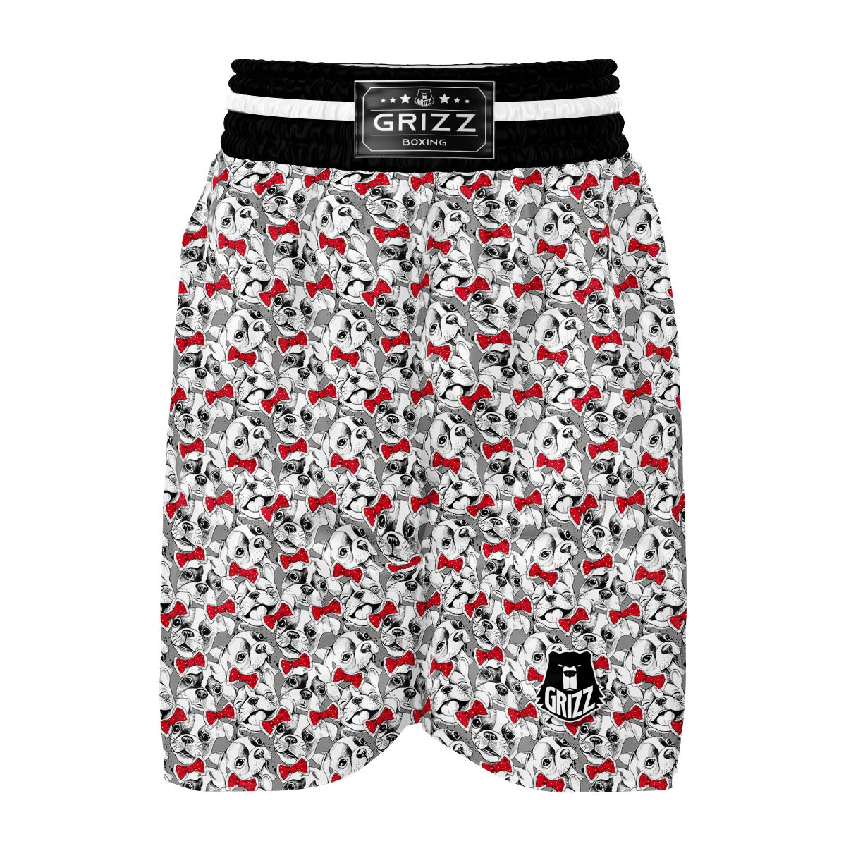 Bulldog Tuxedo Pattern Print Boxing Shorts-grizzshop