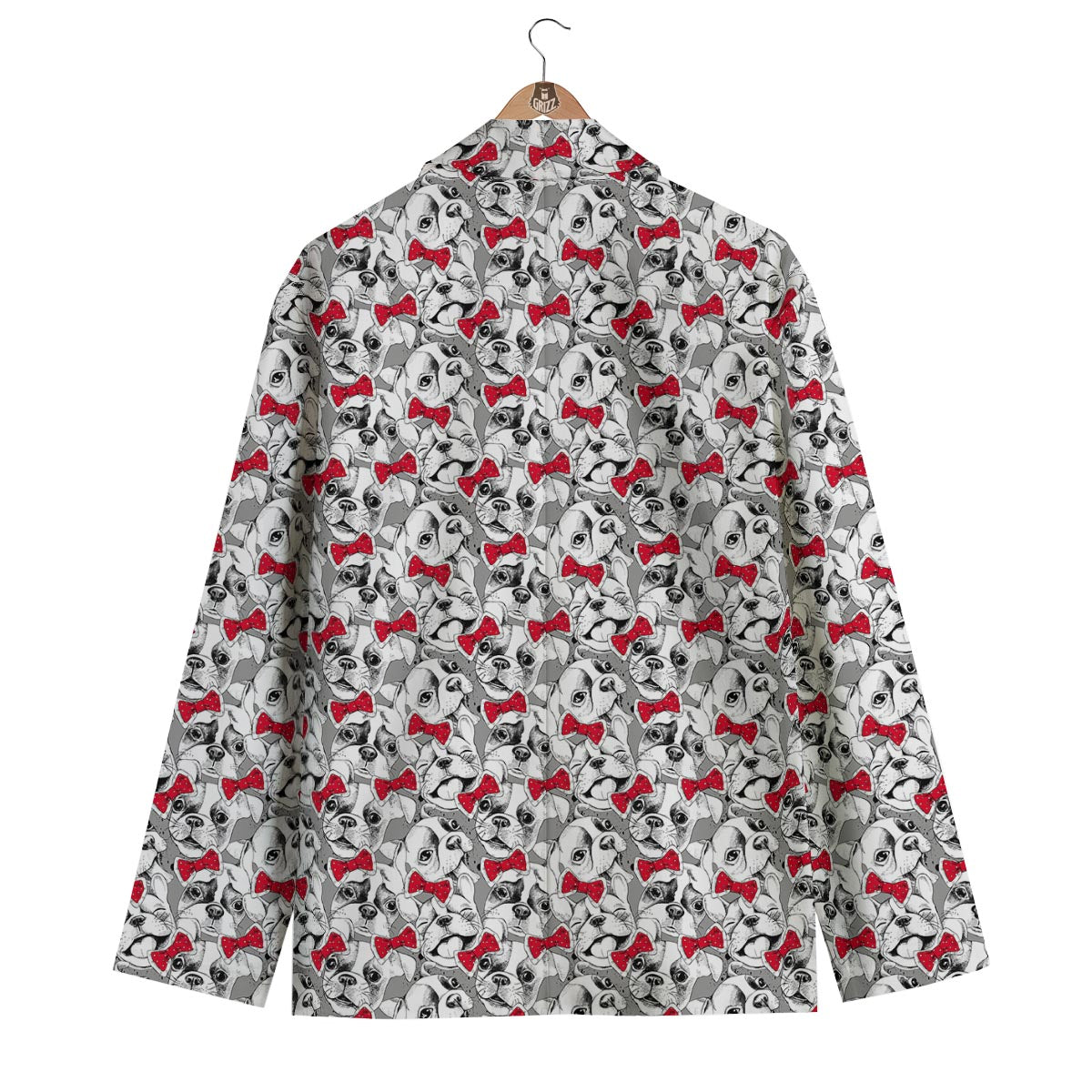 Bulldog Tuxedo Pattern Print Men's Blazer-grizzshop