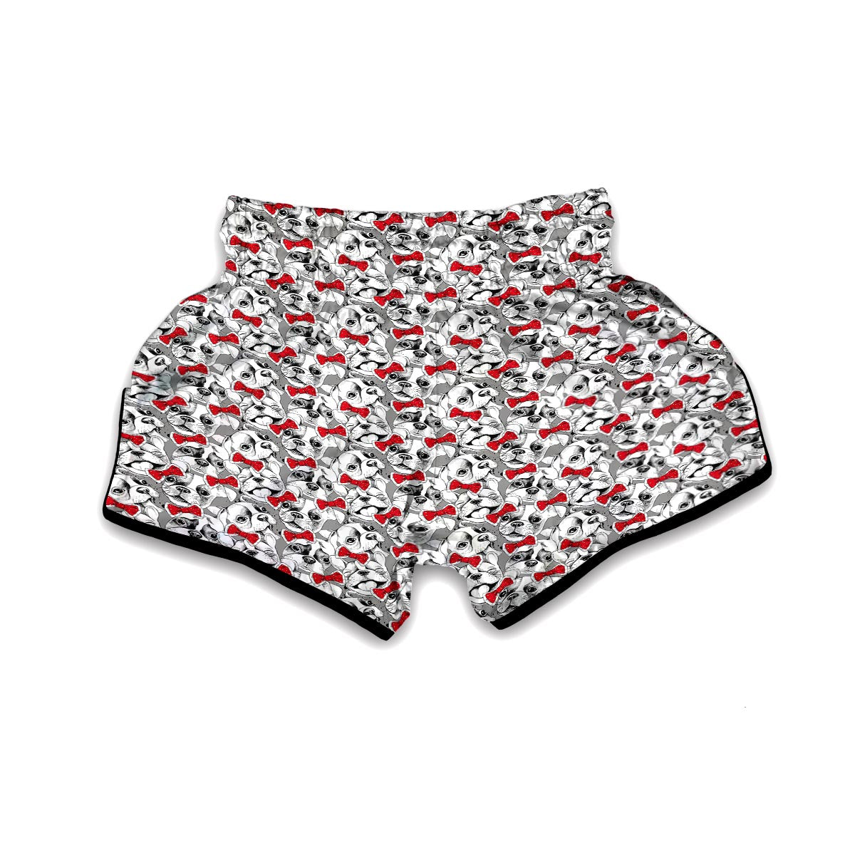 Bulldog Tuxedo Pattern Print Muay Thai Boxing Shorts-grizzshop