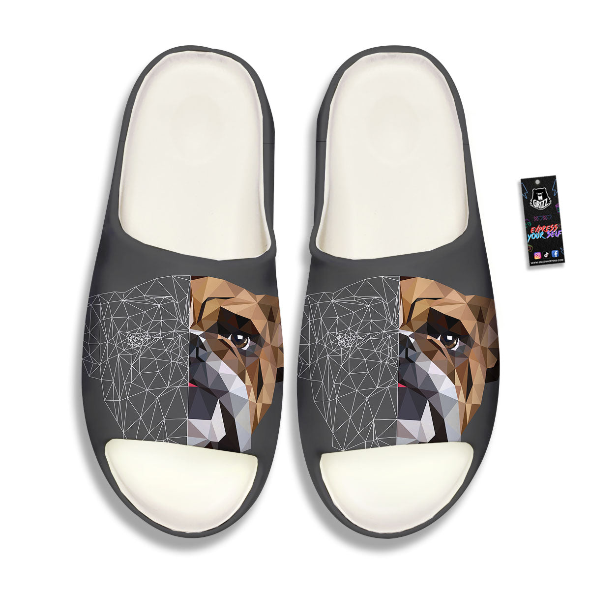 Bulldog Geometric English Print Sandals-grizzshop