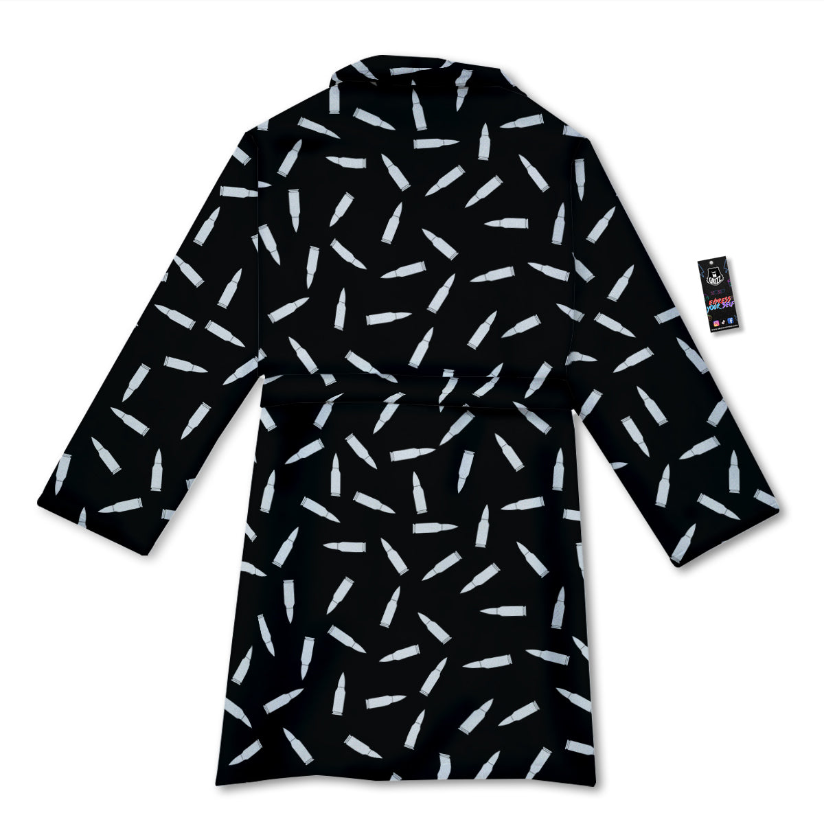 Bullet Gun White Print Pattern Bathrobe-grizzshop