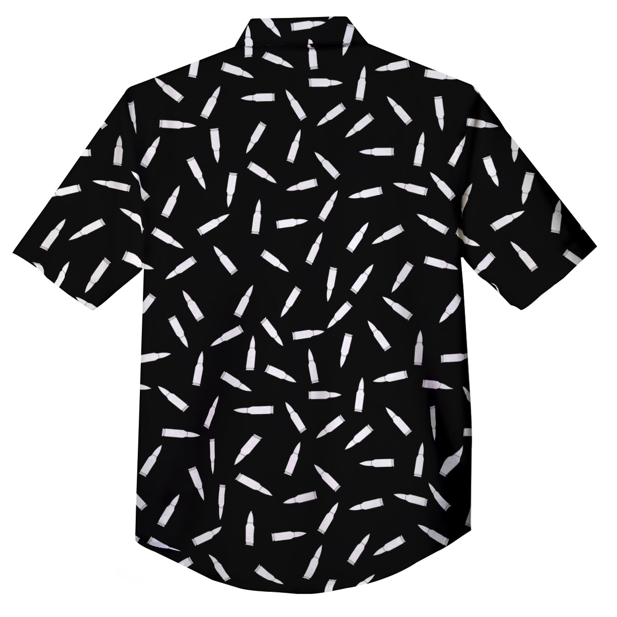 Bullet Gun White Print Pattern Button Up Shirt-grizzshop