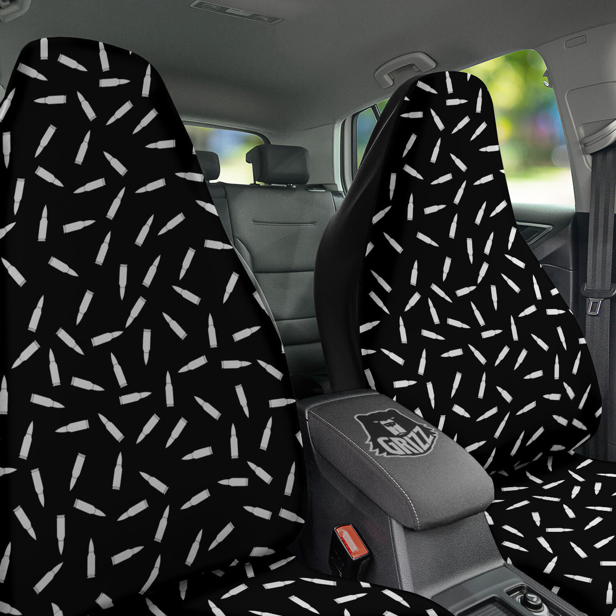 Bullet Gun White Print Pattern Car Seat Covers-grizzshop