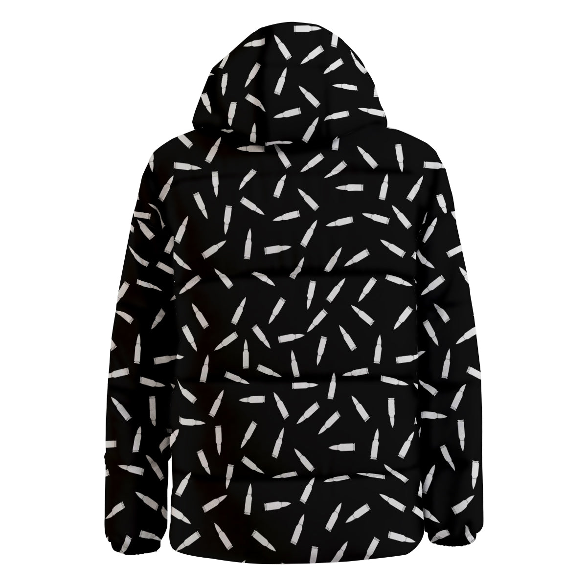 Bullet Gun White Print Pattern Down Jacket-grizzshop