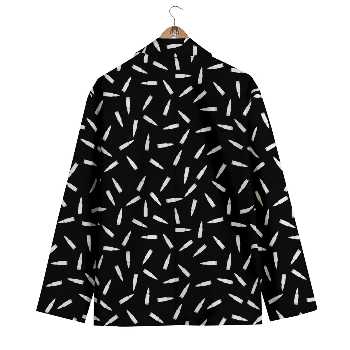 Bullet Gun White Print Pattern Men's Blazer-grizzshop