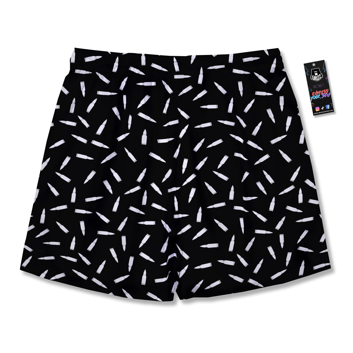 Bullet Gun White Print Pattern Men's Running Shorts-grizzshop