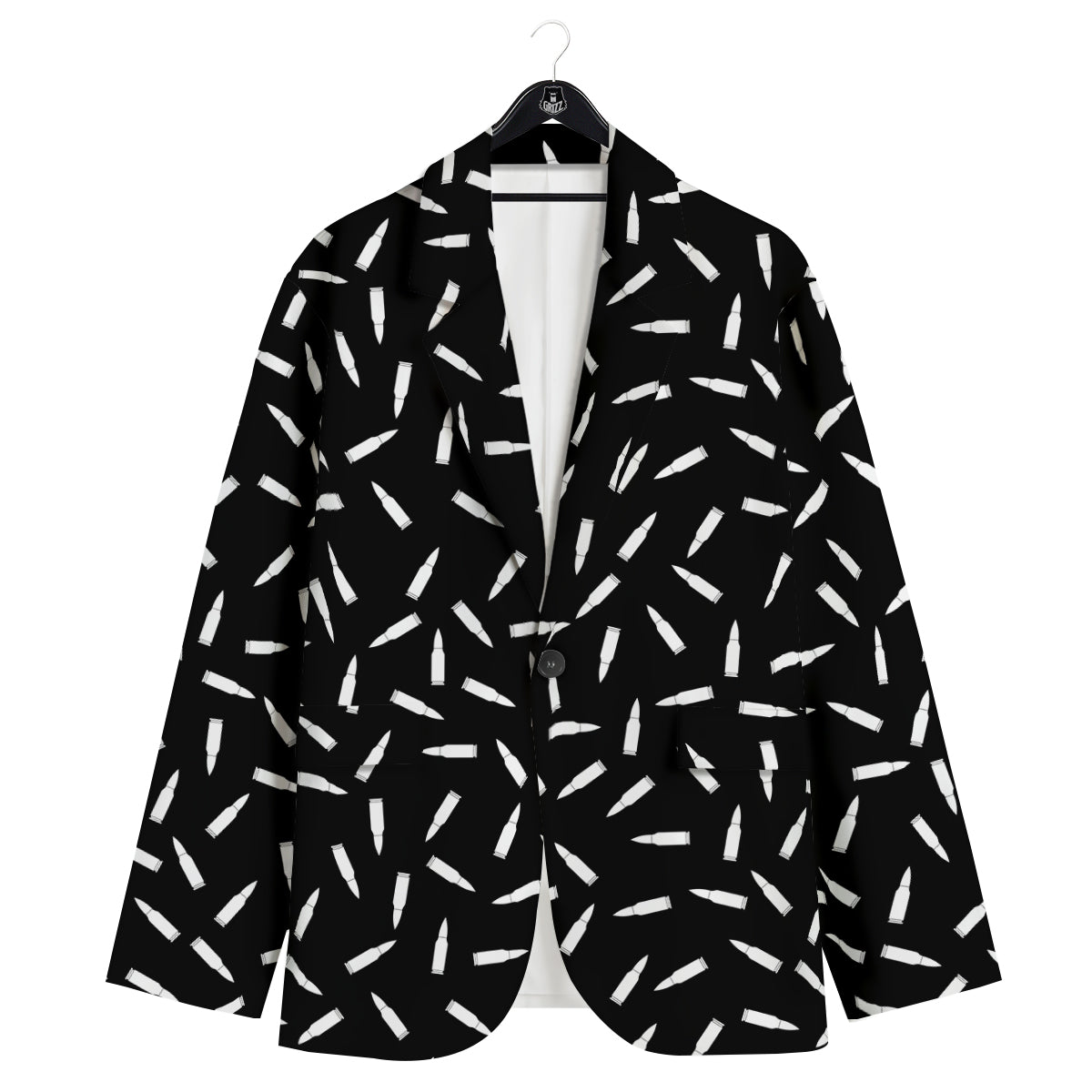 Bullet Gun White Print Pattern Men's Sport Coat-grizzshop