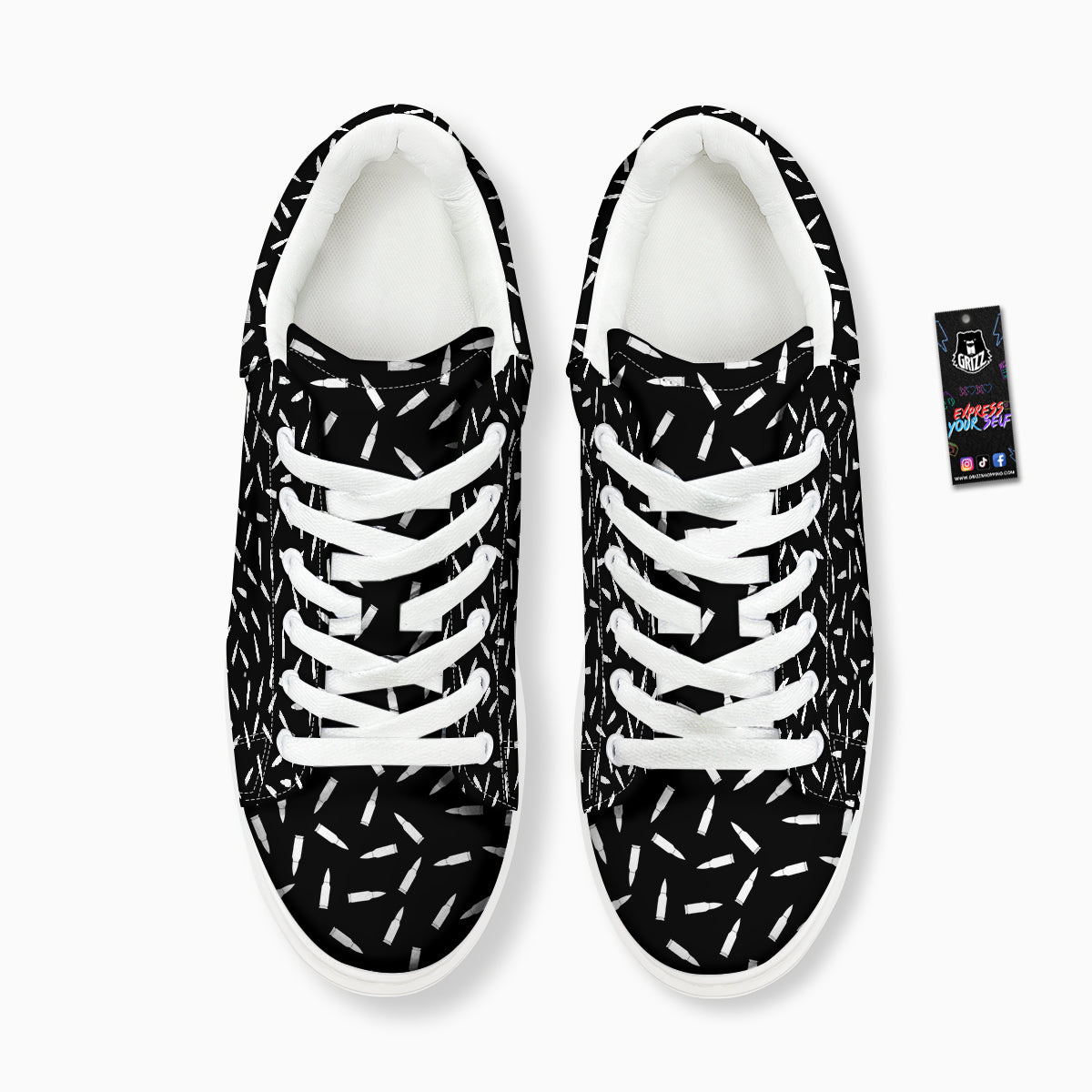 Bullet Gun White Print Pattern Platform Shoes-grizzshop