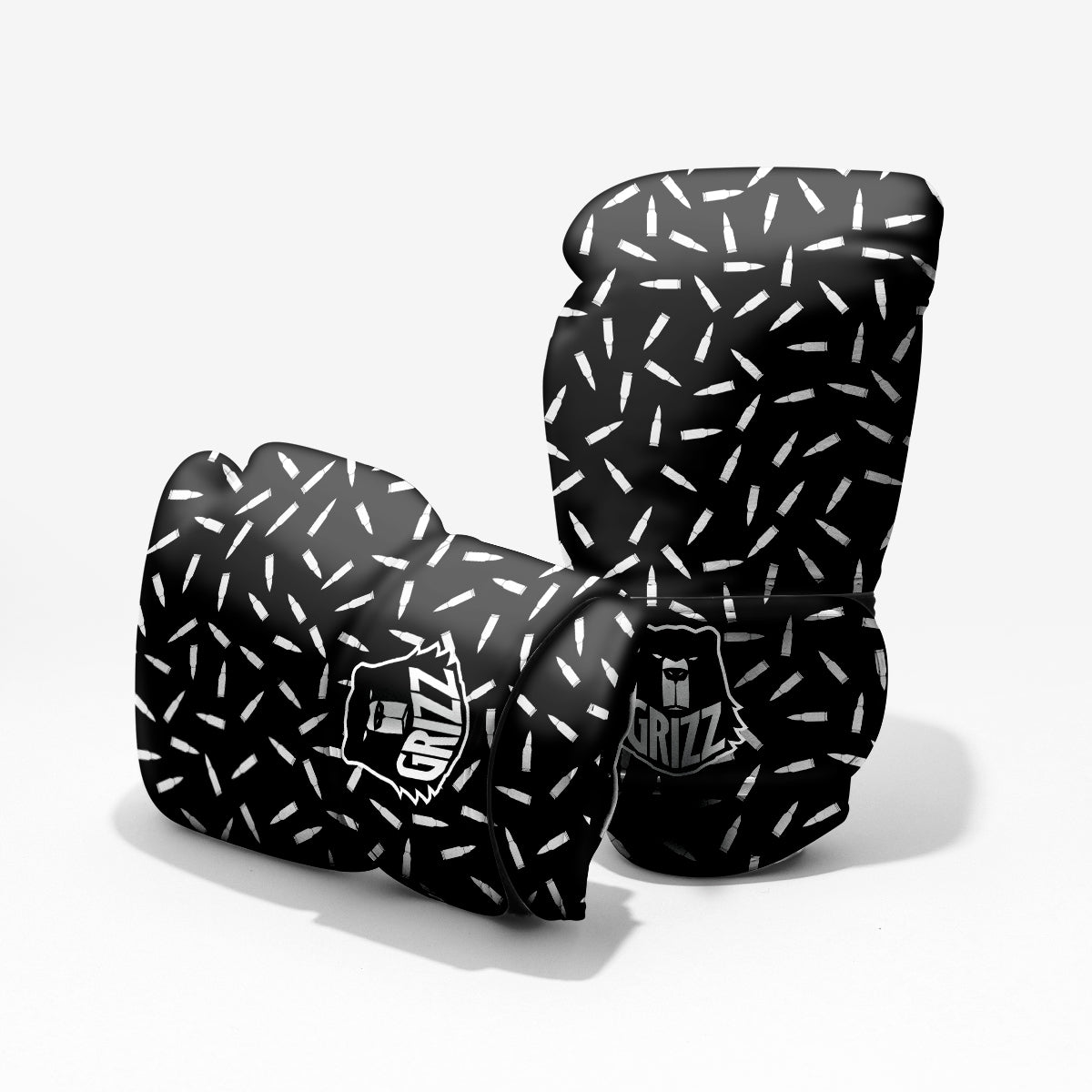 Bullet Gun White Print Pattern Pro Boxing Glove