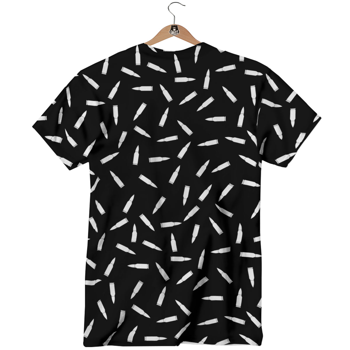 Bullet Gun White Print Pattern T-Shirt-grizzshop