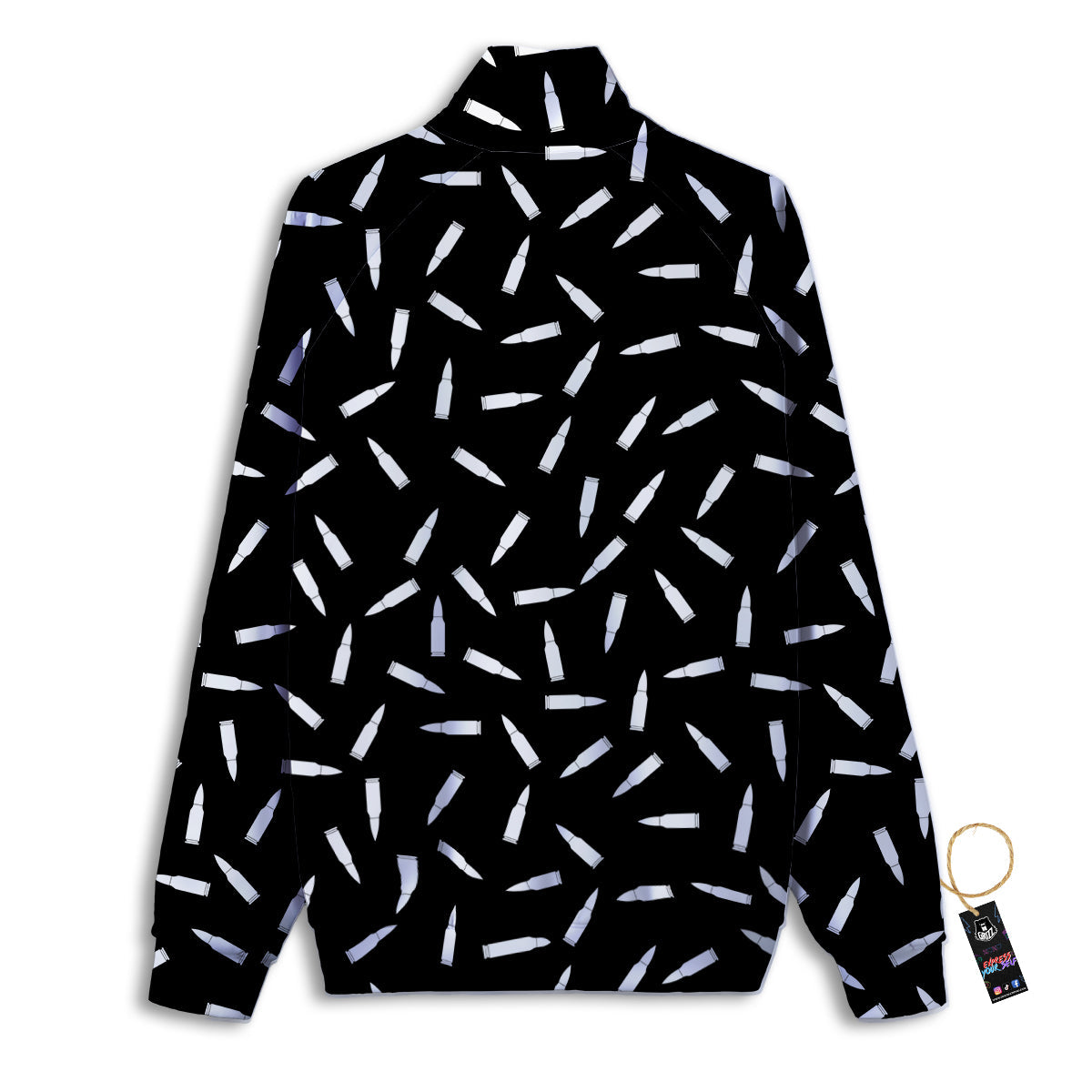 Bullet Gun White Print Pattern Track Jacket-grizzshop