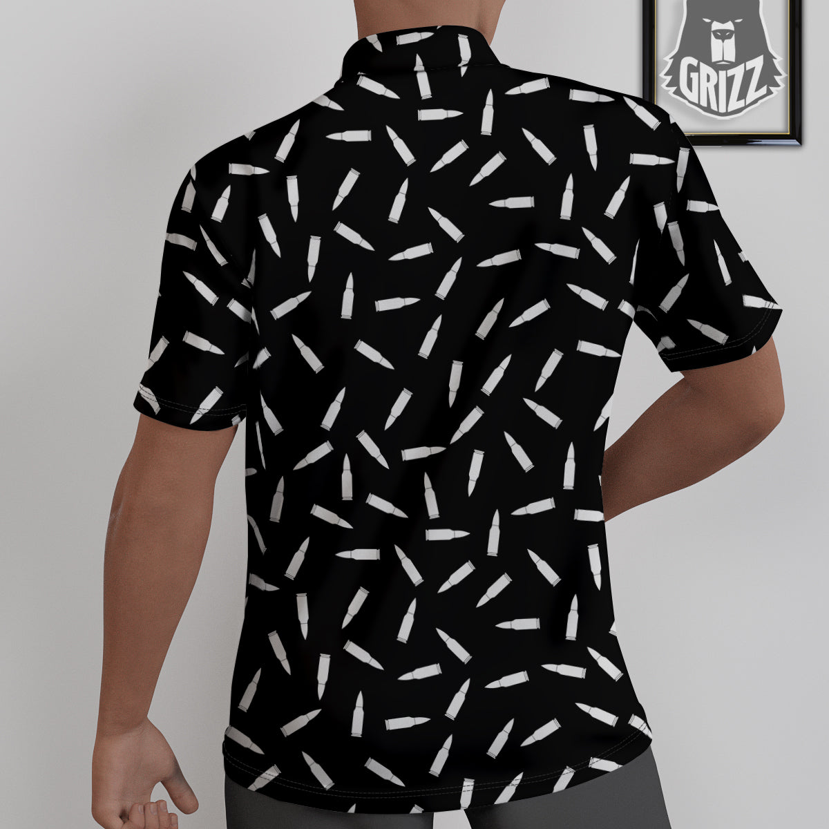 Bullet Gun White Print Pattern Untucked Shirts-grizzshop