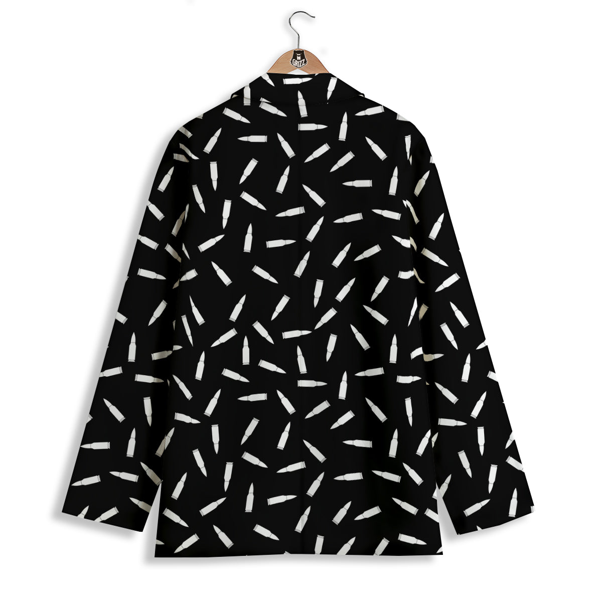 Bullet Gun White Print Pattern Women's Blazer-grizzshop