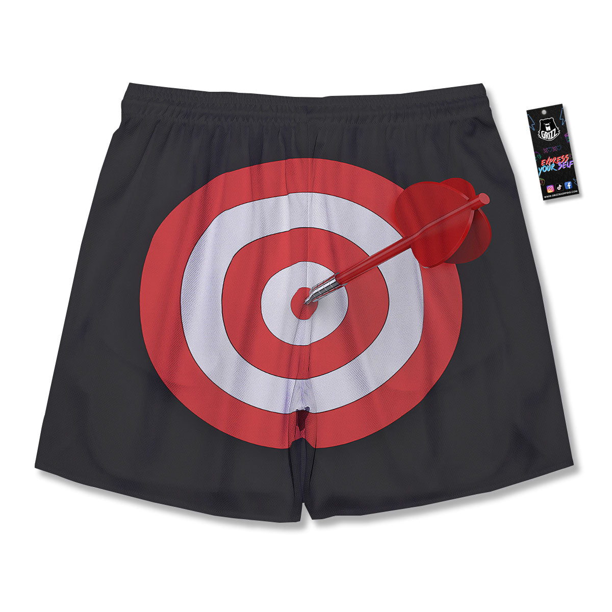Bullseye Target White And Red Print Men's Running Shorts-grizzshop