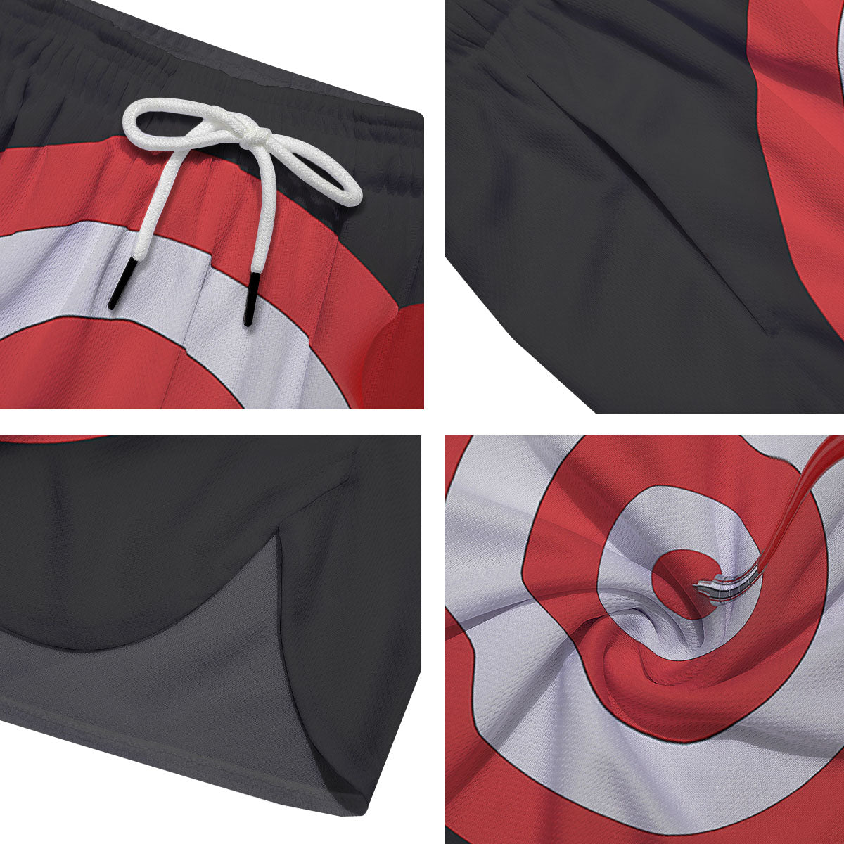 Bullseye Target White And Red Print Men's Running Shorts-grizzshop