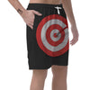 Bullseye Target White And Red Print Men's Shorts-grizzshop