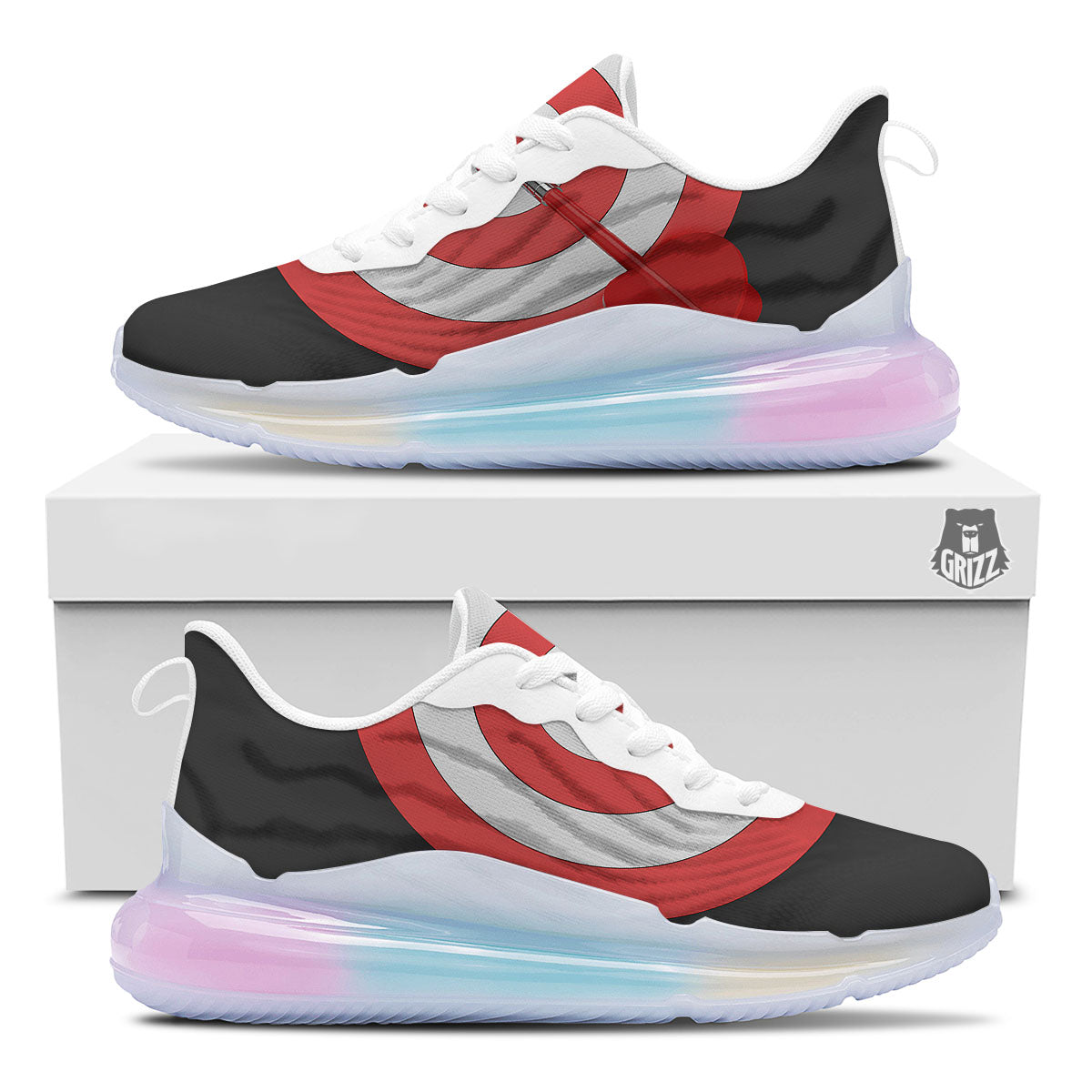 Bullseye Target White And Red Print Running Sneakers-grizzshop