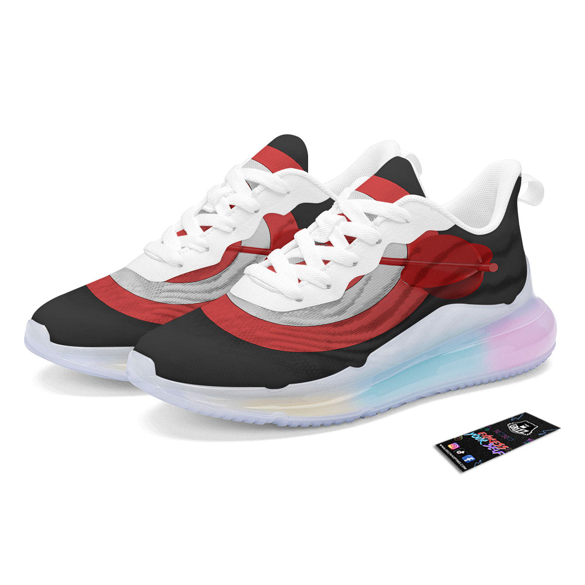 Bullseye Target White And Red Print Running Sneakers-grizzshop