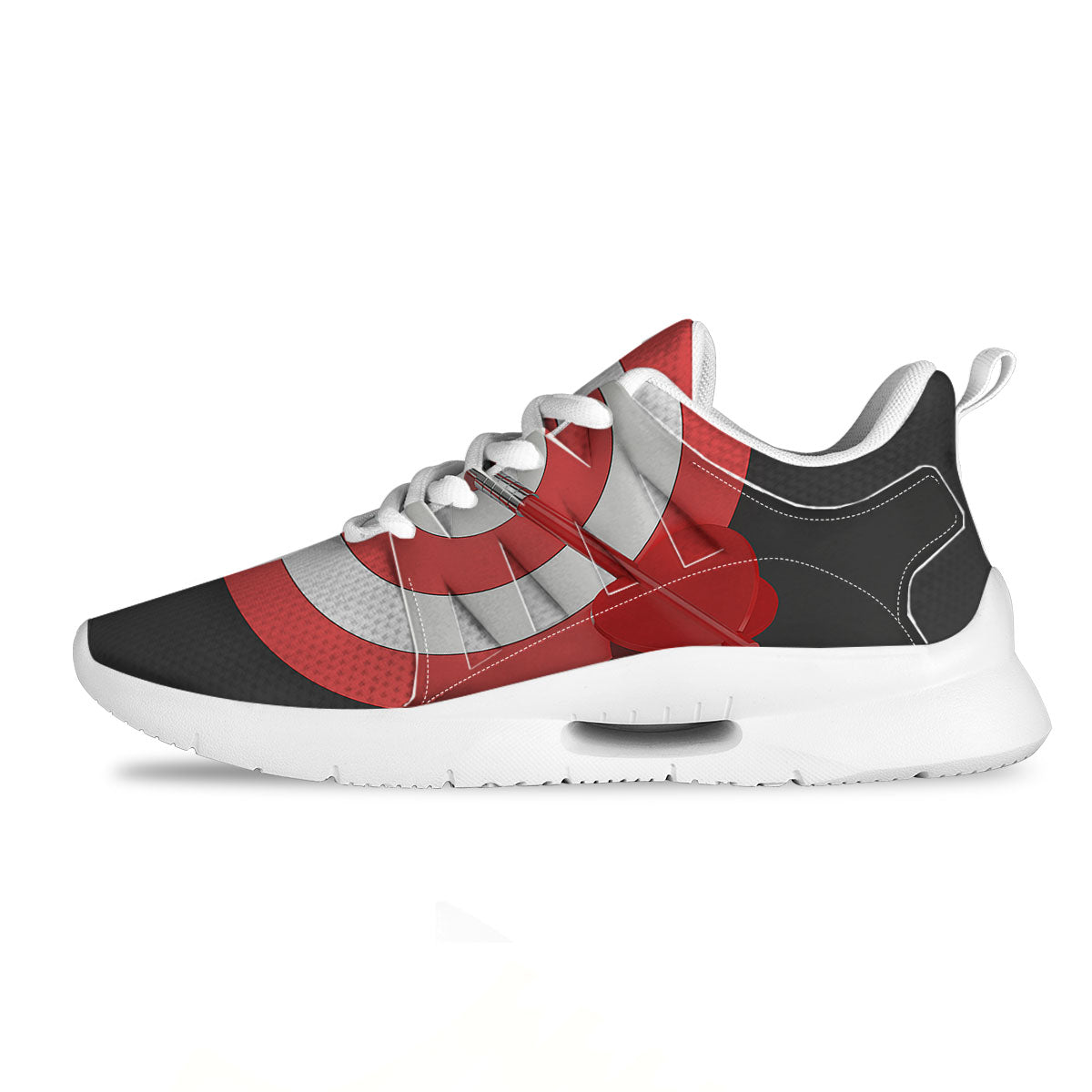 Bullseye Target White And Red Print Tennis Shoes-grizzshop