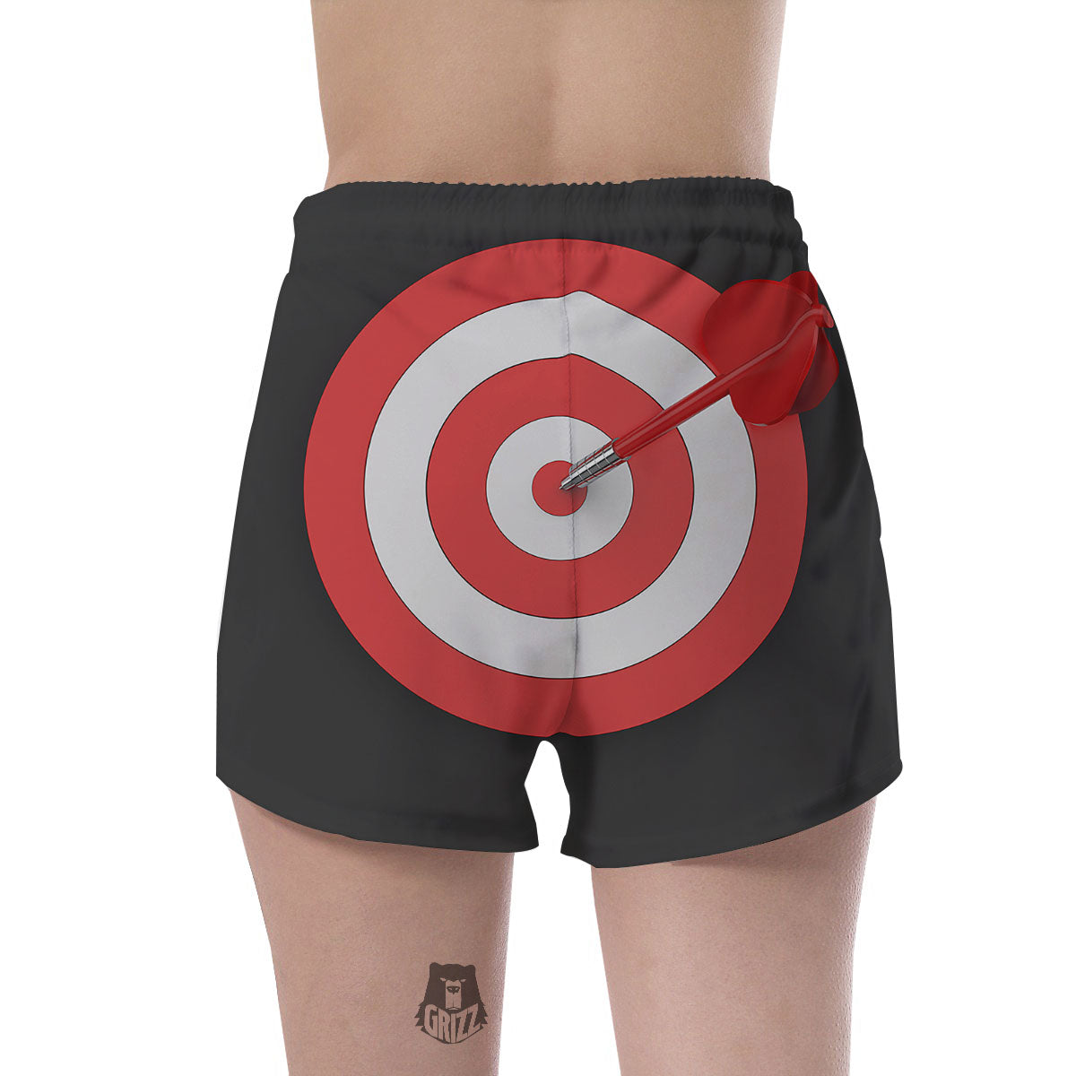 Bullseye Target White And Red Print Women's Shorts-grizzshop