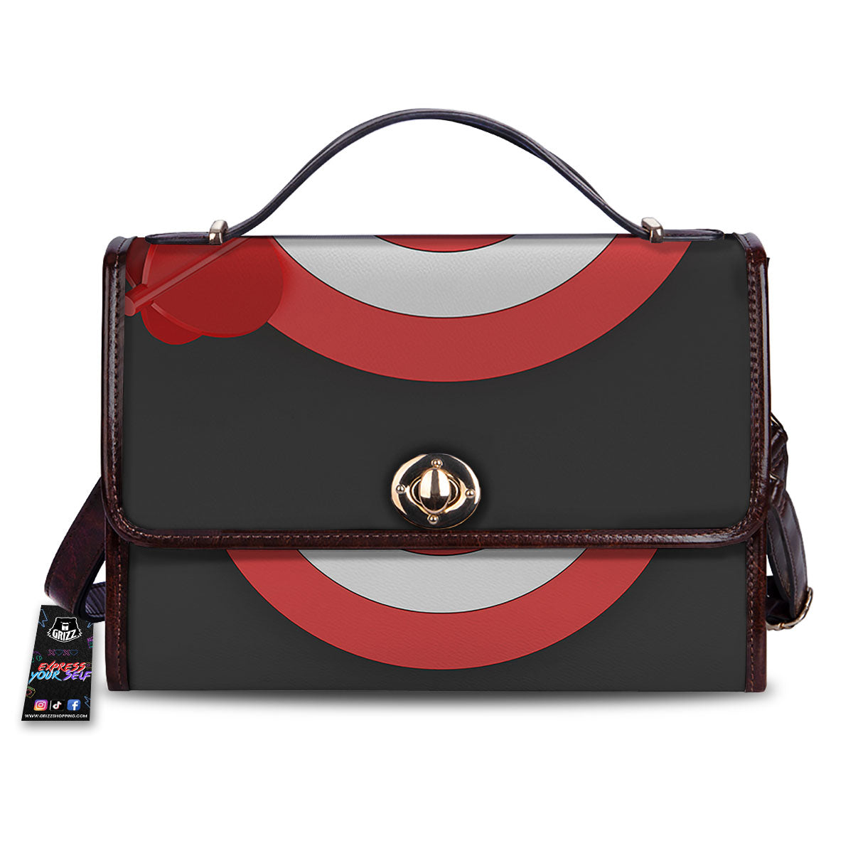 Bullseye Target White And Red Print Women's Satchel Bag