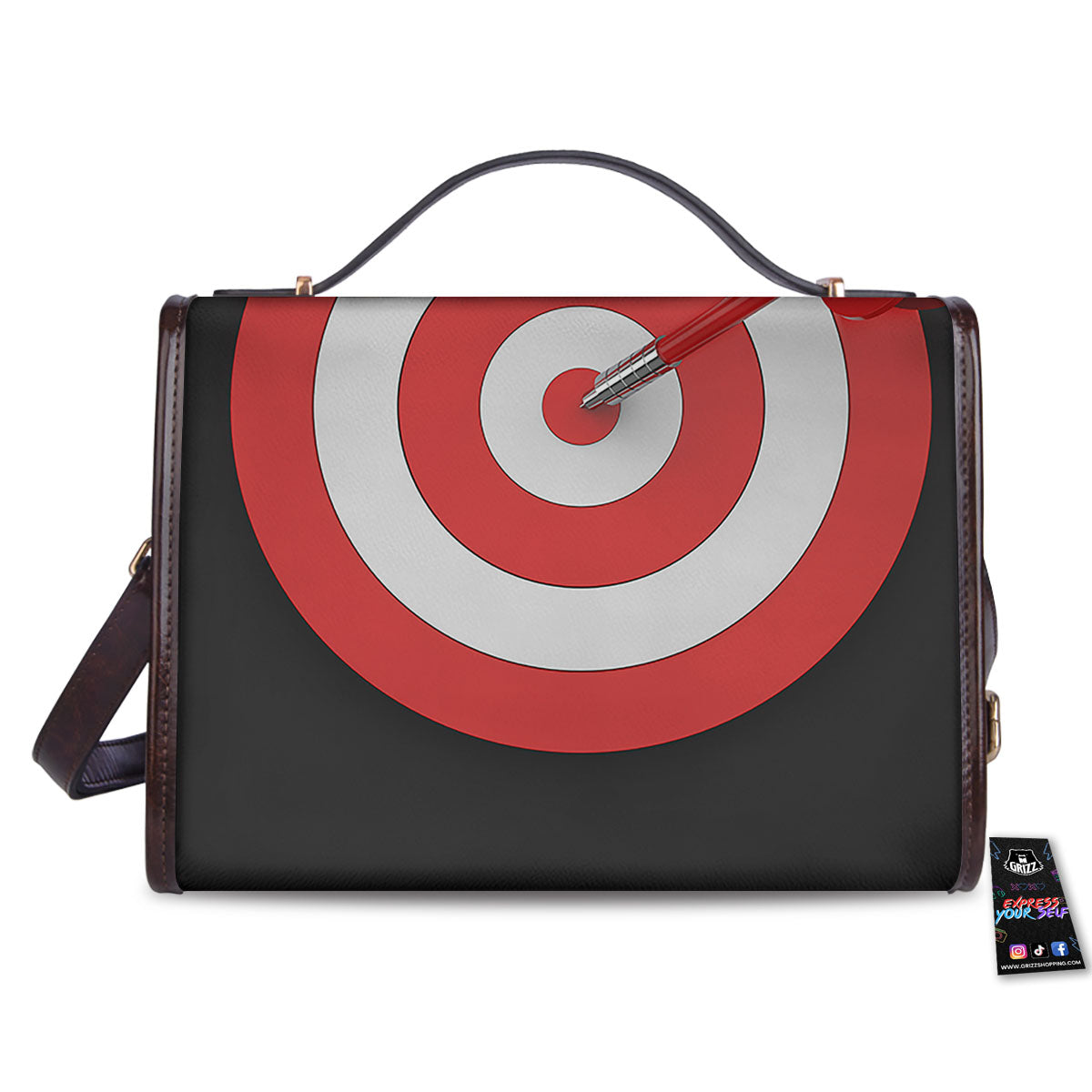 Bullseye Target White And Red Print Women's Satchel Bag