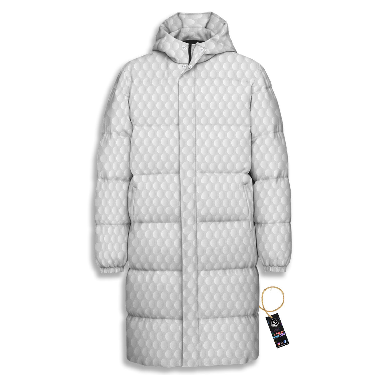 Bumps Texture Print Long Down Jacket-grizzshop
