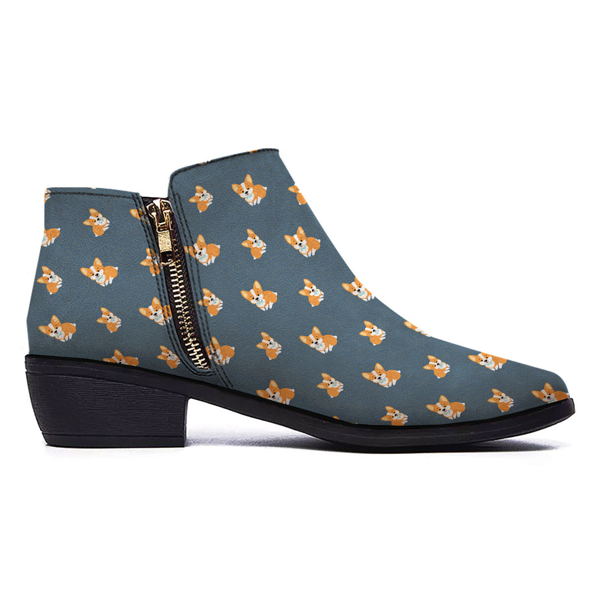 Bunny Corgi Print Pattern Ankle Boots-grizzshop