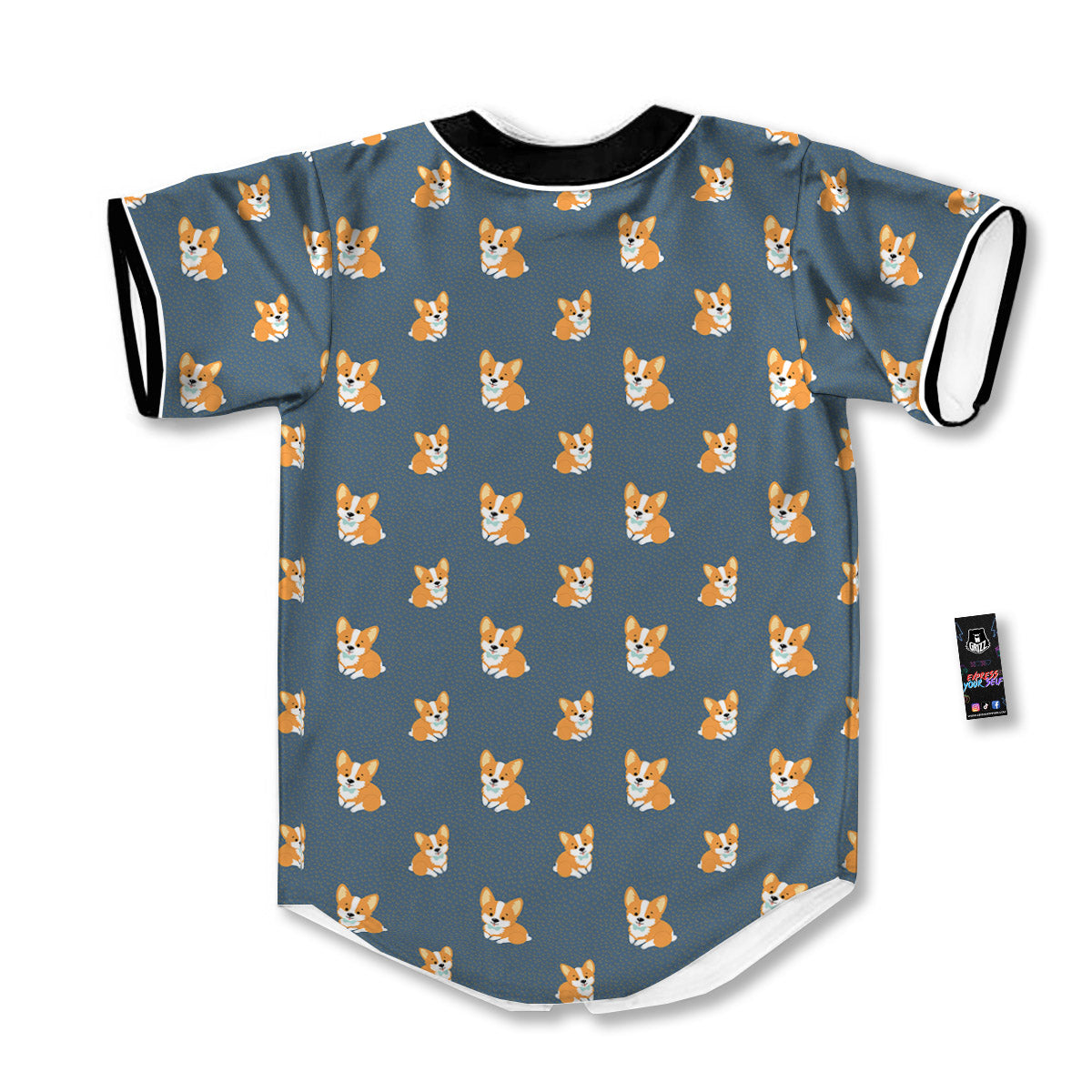 Bunny Corgi Print Pattern Baseball Jersey-grizzshop