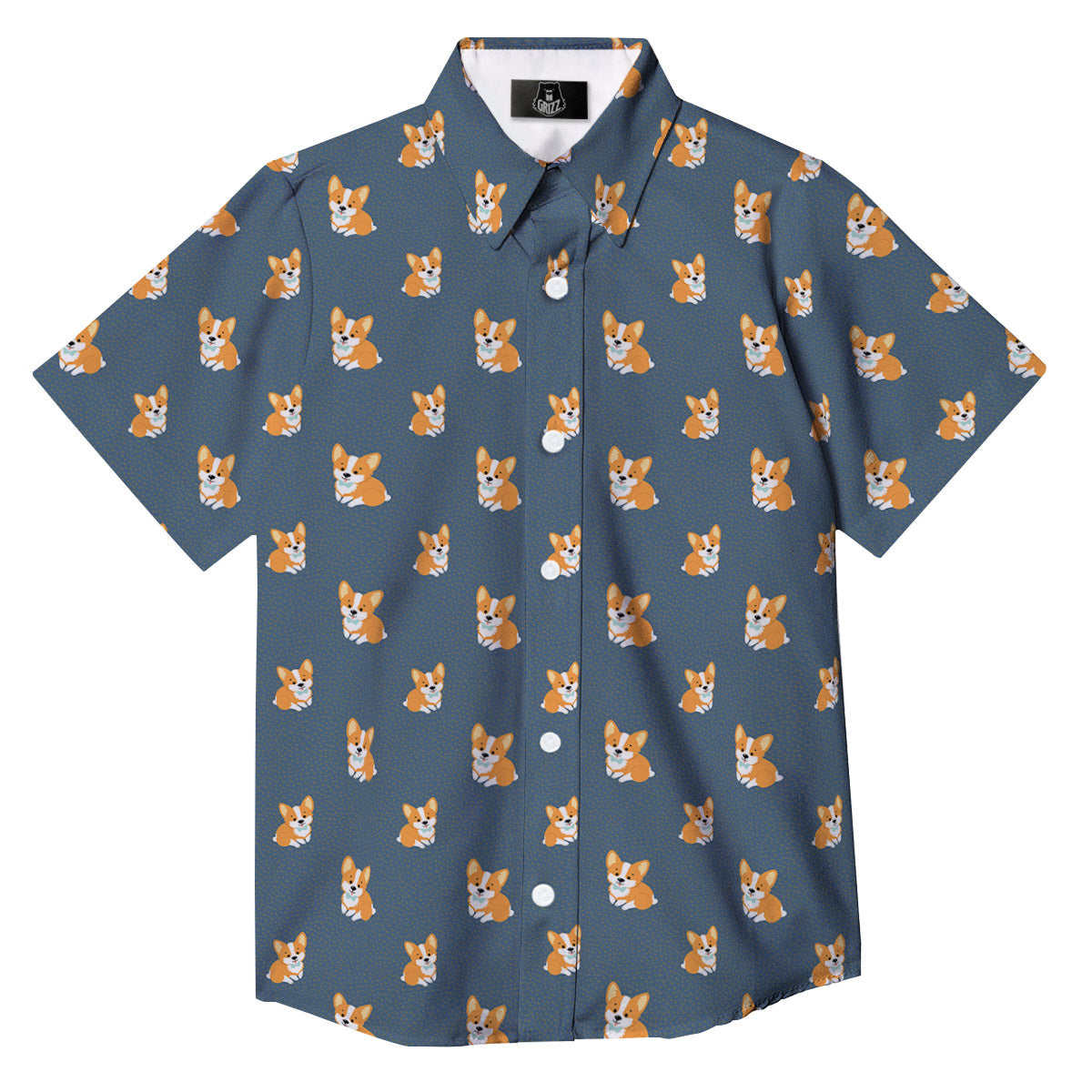 Bunny Corgi Print Pattern Button Up Shirt-grizzshop