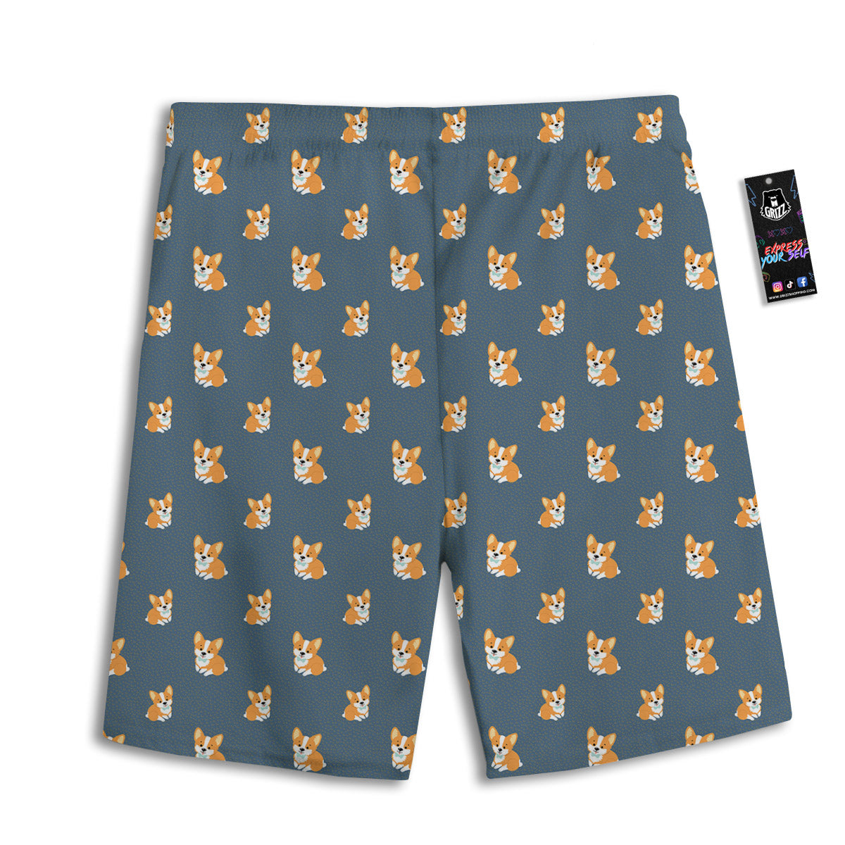 Bunny Corgi Print Pattern Men's Athletic Shorts