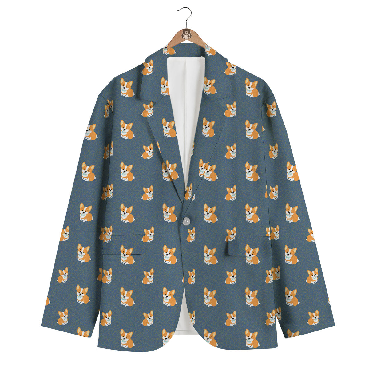 Bunny Corgi Print Pattern Men's Blazer-grizzshop