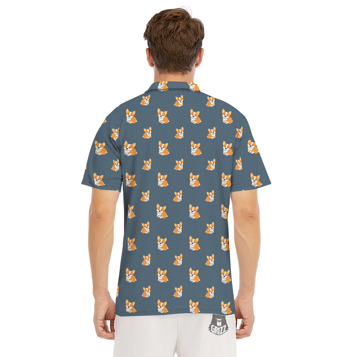 Bunny Corgi Print Pattern Men's Golf Shirts-grizzshop
