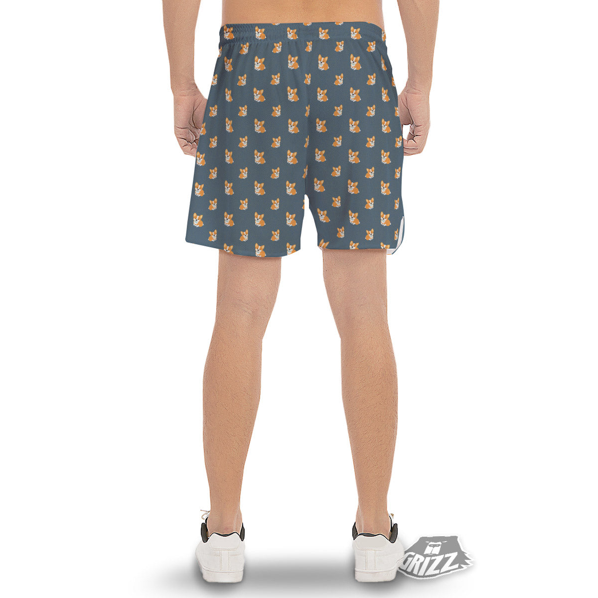 Bunny Corgi Print Pattern Men's Gym Shorts-grizzshop