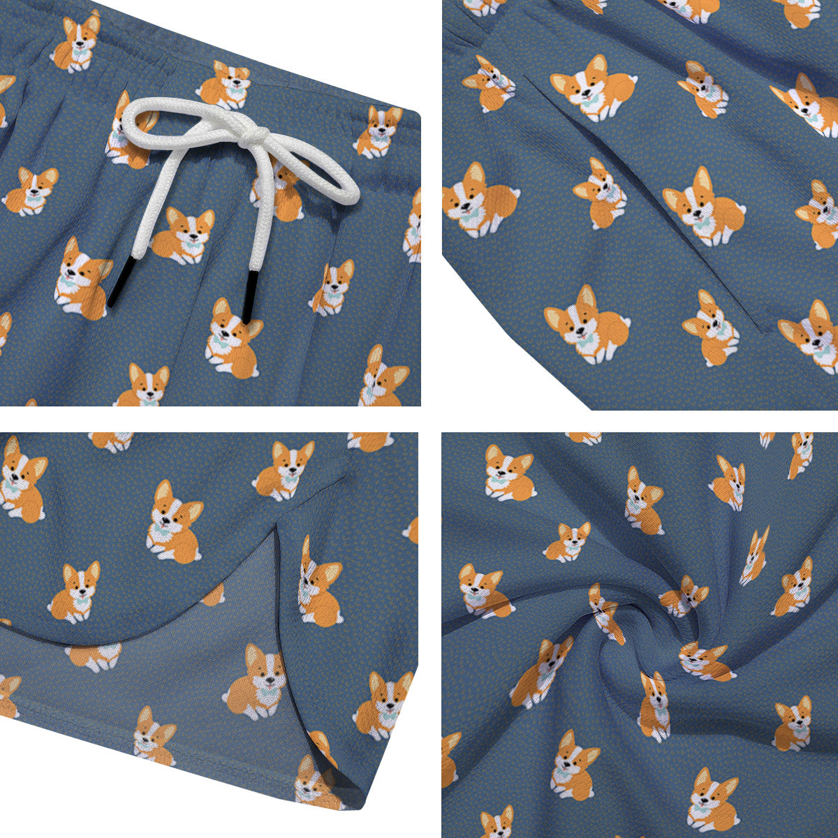 Bunny Corgi Print Pattern Men's Running Shorts-grizzshop