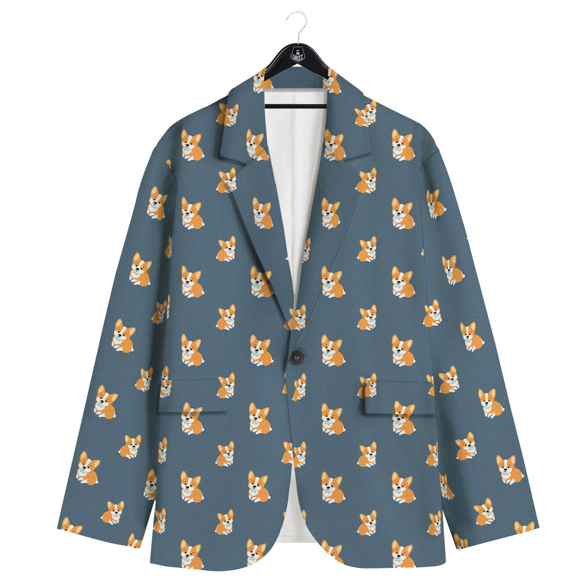 Bunny Corgi Print Pattern Men's Sport Coat-grizzshop